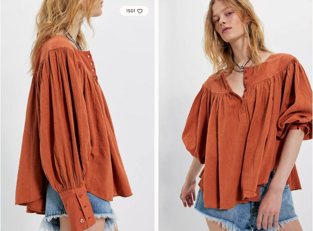 NWT We The Free Malibu Crinkle Top | Autumnal | Size S